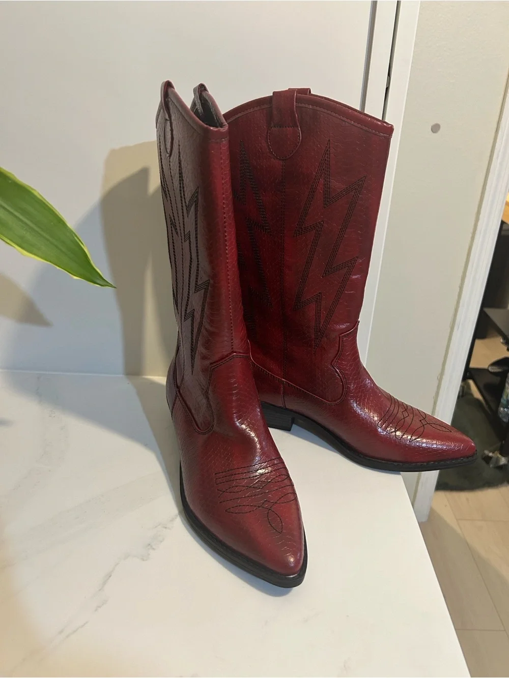 DL1961 Women's Burgundy Over-the-Knee Western Boots